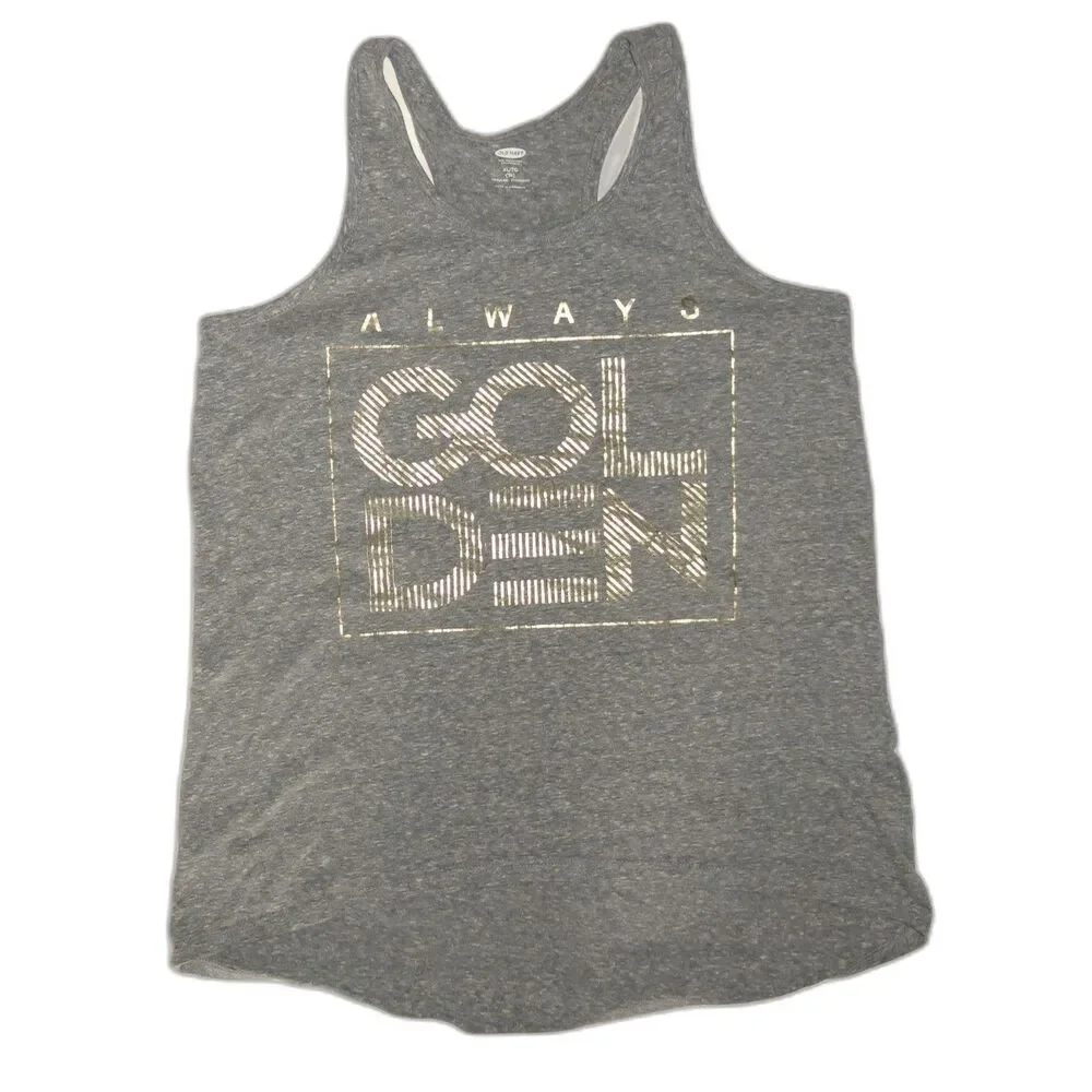Old Navy girl tank top shirt tee graphic athletic racerback XL 14 pink gray blue